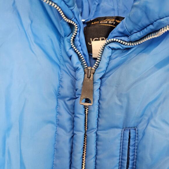 Vintage Jcpenny Puff Coat Men XL Blue Hooded 80s Thick Warm Winter Utility Retro - Picture 4 of 16